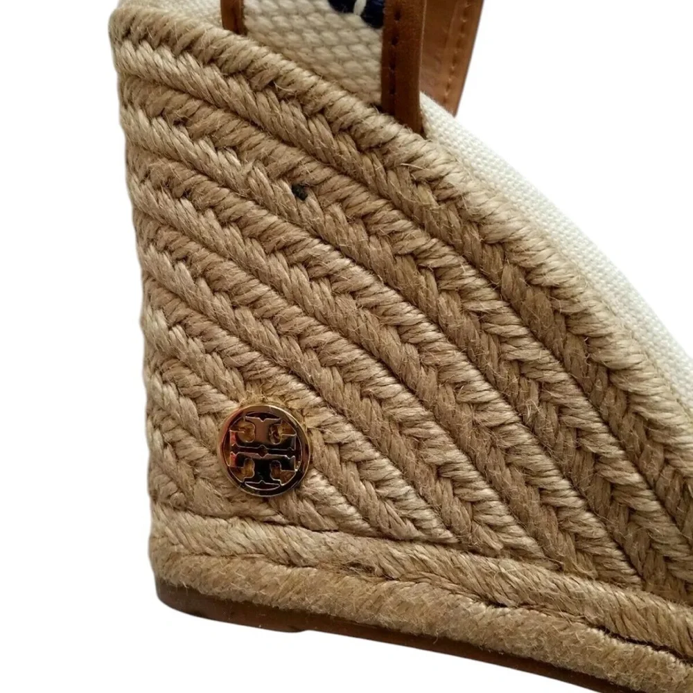 Tory Burch - Shaw Wedge Espadrille | Woven Wedge | Ivory & Navy | Size 6.5